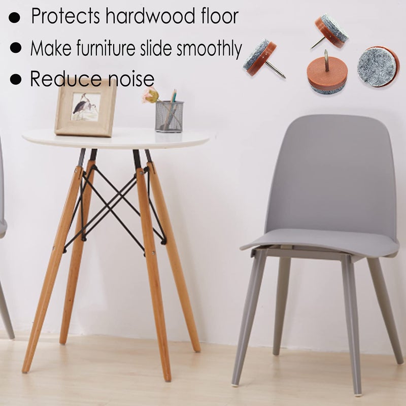Gutapo 40pcs Round Heavy Duty Nail-on Felt Pad for Furniture Chair Table Leg Feet Floor Protectors Slide Smoothly (Brown, Pad Diameter 22mm) - Image 5